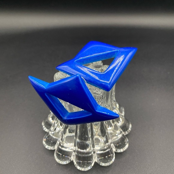 Steller 90s Vintage Mod Earrings in Bright Blue - Pierced - Picture 8 of 8